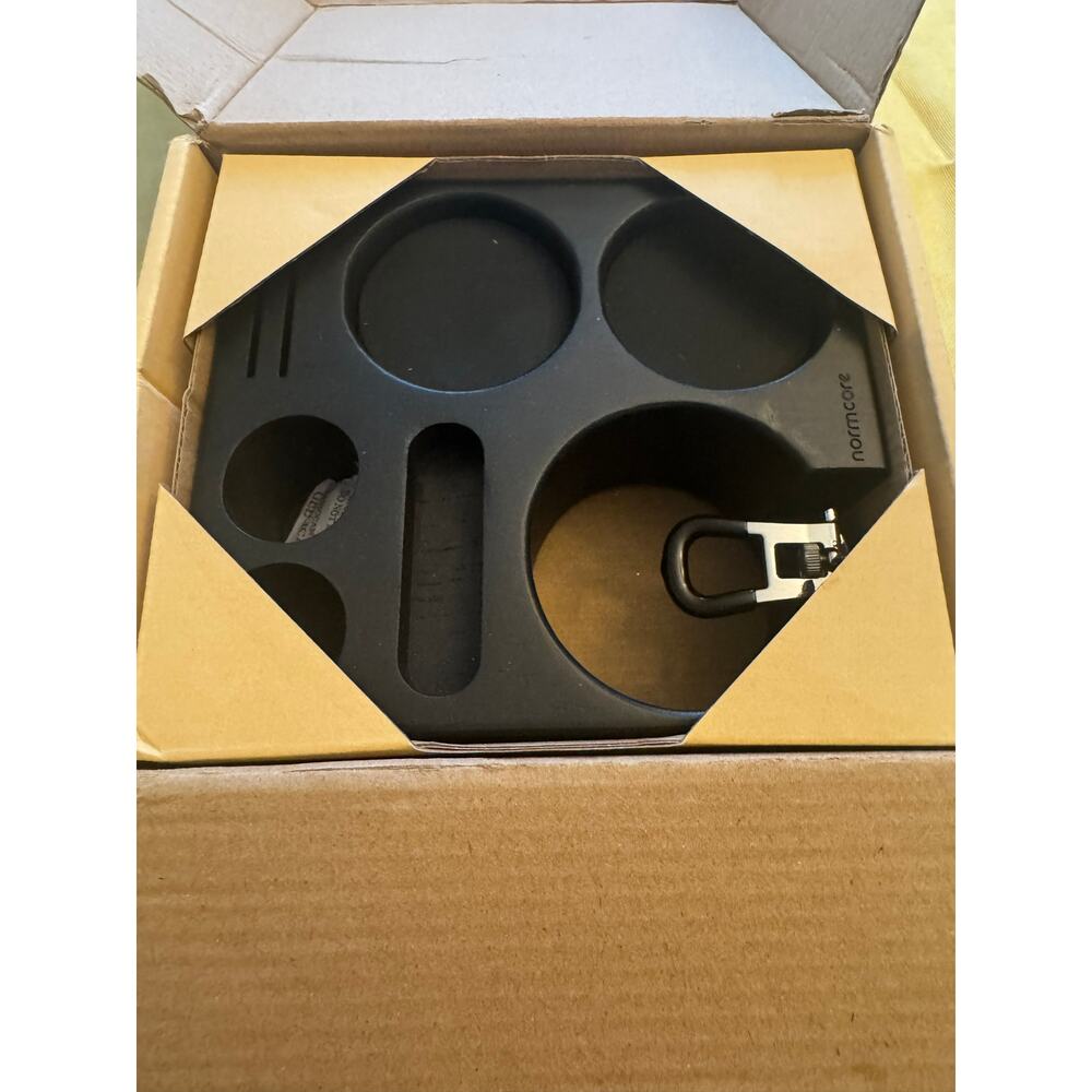 Normcore Compact Espresso Tamping Station Black Ash Wood Coffee expresso